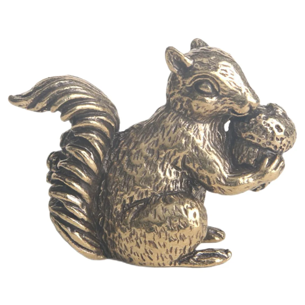 

Brass Squirrel Decor Simulation Squirrel Desktop Art for Mantelpiece Shelves Desktop Statue Tabletop Decor Miniature Adornment
