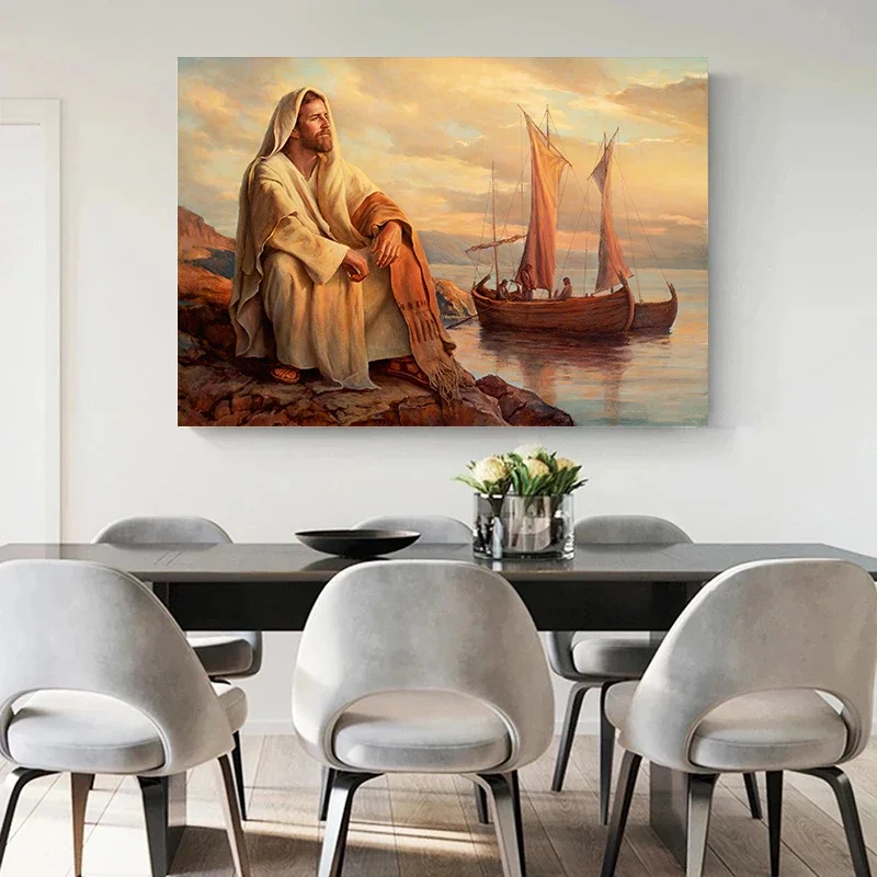 Multiple sizes 1pc frameless Canvas Painting,Facing Eternity Jesus Christ Poster and Prints Canvas Painting Wall Art Pictures Ho
