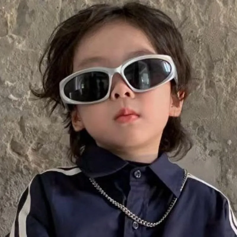 Y2K Kinder Sonnenbrille Modische Persönlichkeit Cat Eye Retro Jungen Mädchen Brille Outdoor Reiten Sport Hip Hop Brillen – Detail 1