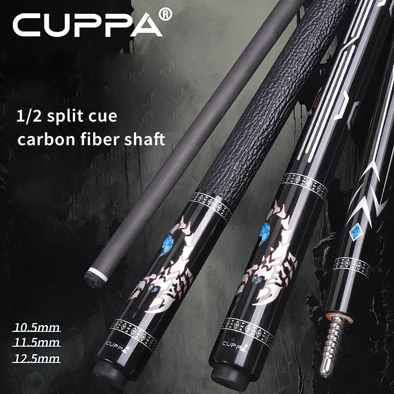 CUPPA-Capricorn Pool Cue Stick Billiard Cues Nine Ball Arm Carbon Fiber Shaft Wrapless/Leather Grip Radial Pin Joint 12.5mm 58‘’