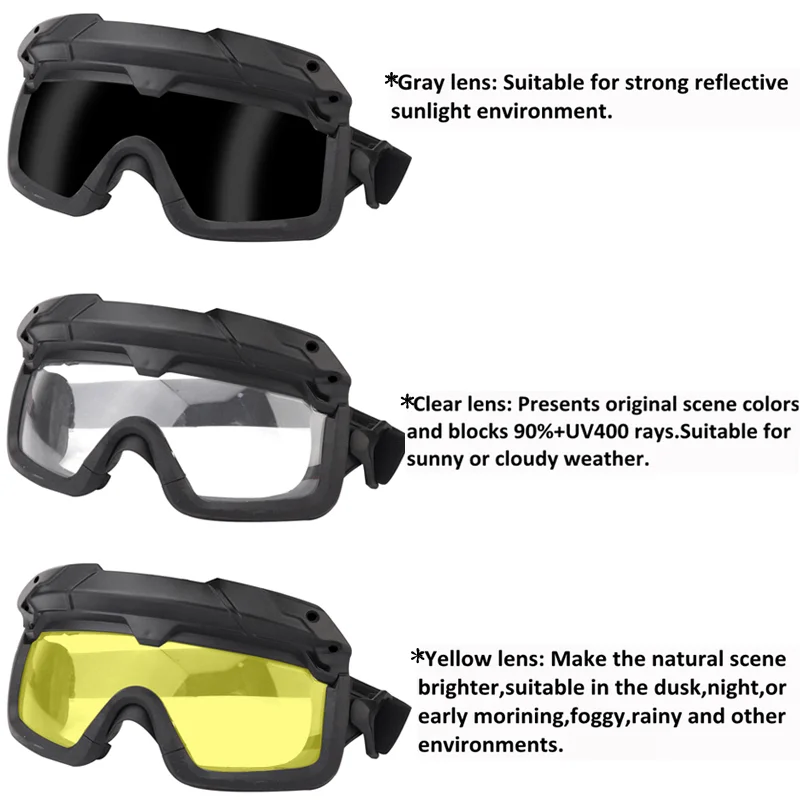 Tactical Airsoft Multidimensional Goggles Windproof Anti Fog Military Eye Protection Cs Wargame Cycling 2 Modes For Fast Helmet