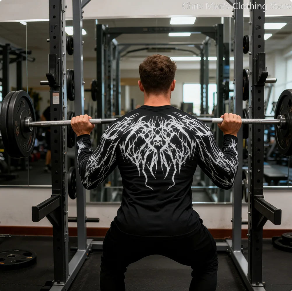 قميص ضغط الصالة الرياضية عالي الجودة للرجال، قميص فتل الرطوبة سريع الجفاف، تي شيرت رياضي بقصة ضيقة مطبوع حسب الطلب للتمرين