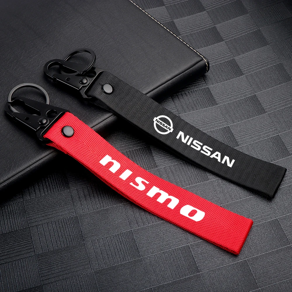 1PC Car Style Nylon Metal Key Ring Streamer Key Chain Accessories For Nissan Nismo X-Trail Almera Qashqai J11 Tiida Note Teana