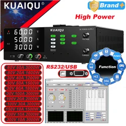 KUAIQU High Power 1200W-3000W Bench Power Supply Adjustable 60V 50A,300V 200V OCP OVP Function,For Electroplating/Electrolysis