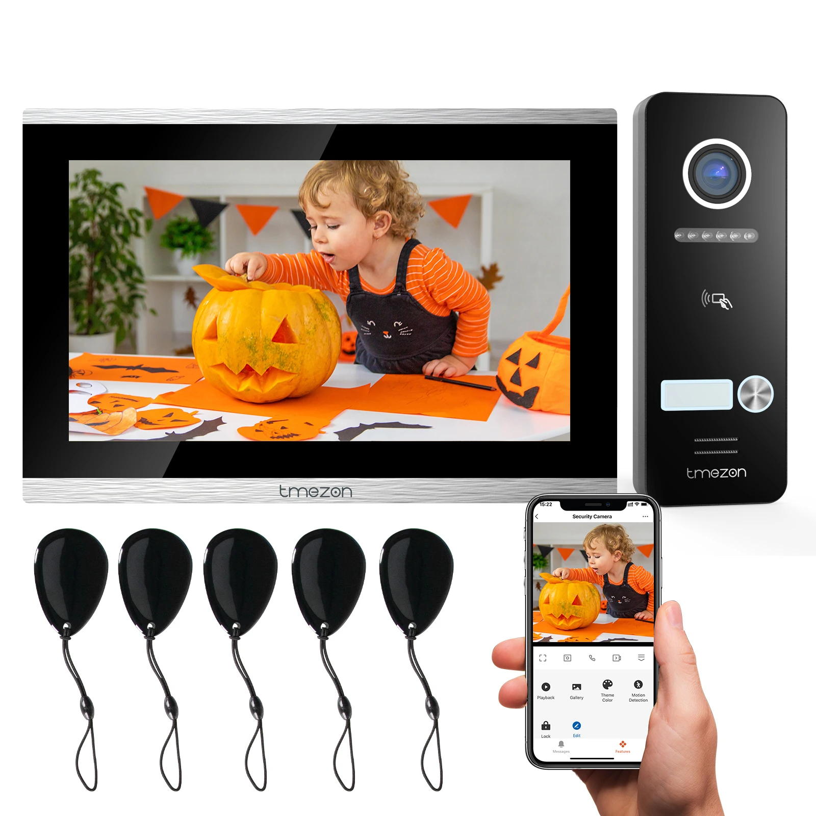 tmezon porteira de video wi fi 10 touch screen campainha com fio 1080p aplicativo em monitor de cartao aplicativo tuya desbloquear 01