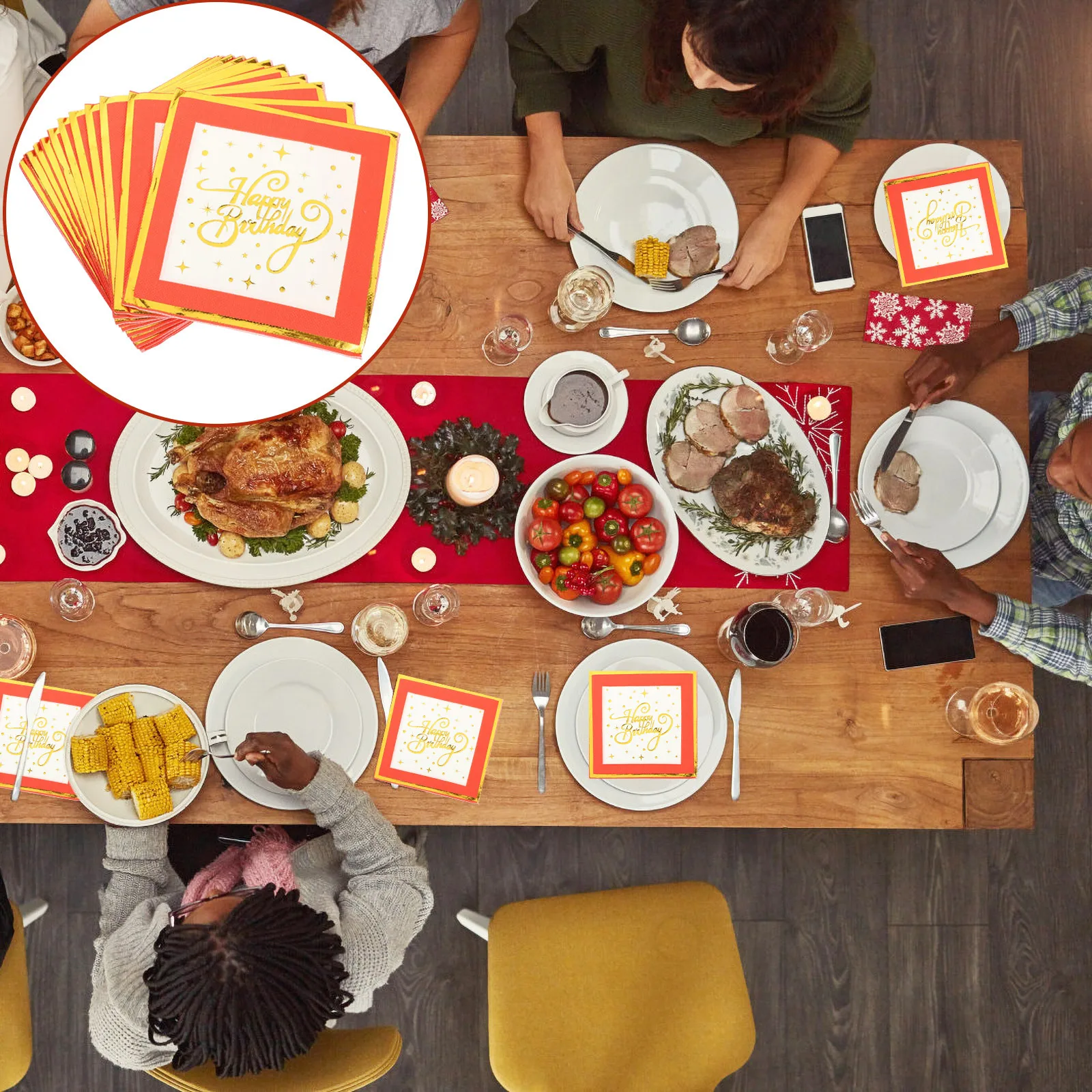 16 pezzi di tovaglioli stampati di buon compleanno di carta a 2 strati decorativi per la festa di nozze, baby shower, cene, tovaglioli per feste