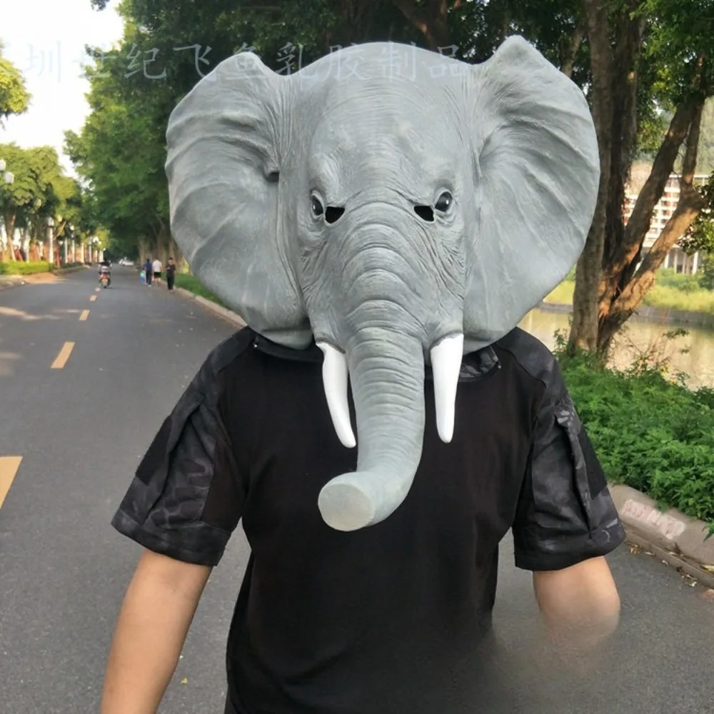 Halloween Masquerade Asian Elephant Laughing Animal Mask Elephant Hood Spoof Mask Live Props COS