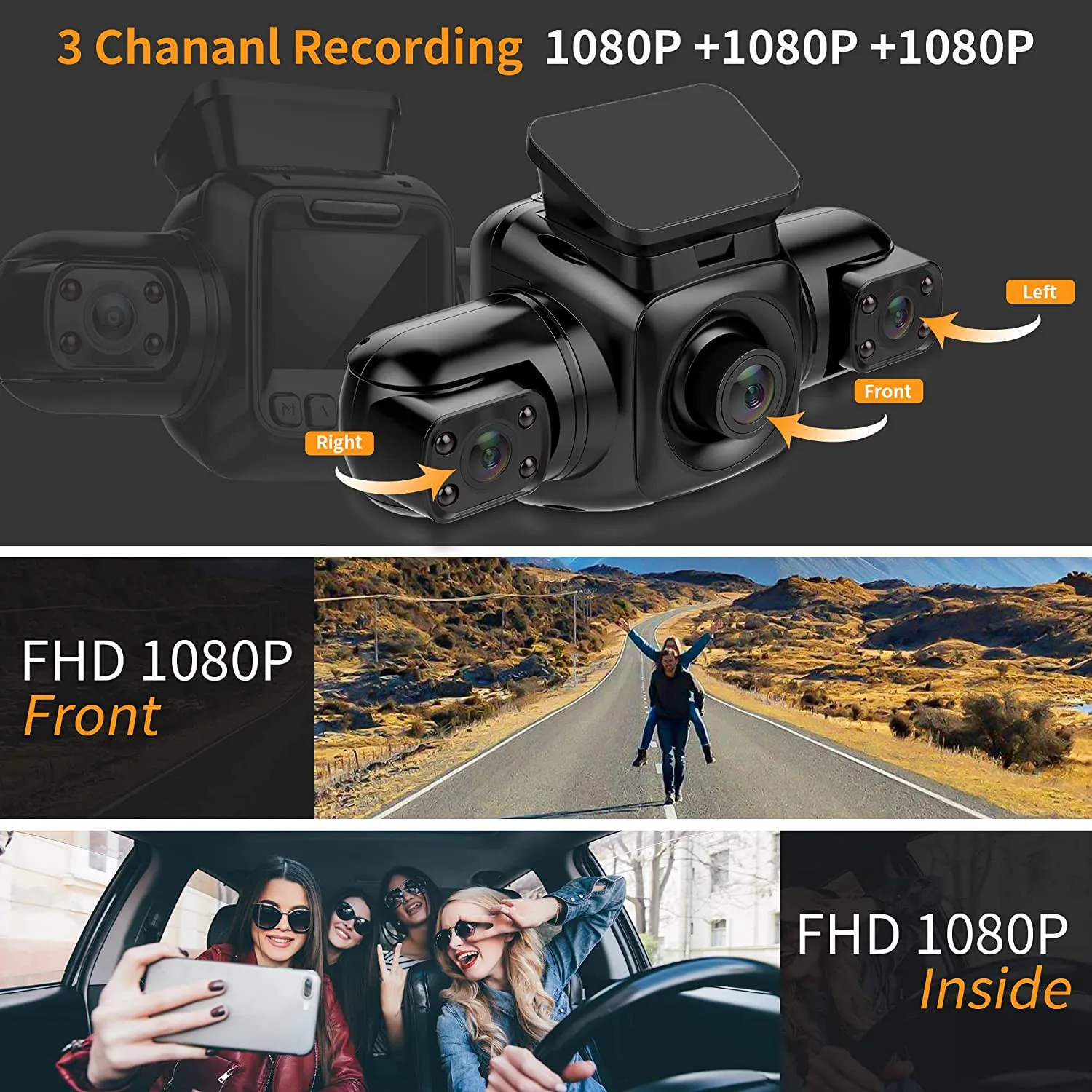 4CH Dash Cam 4*1080P HD Camera Dashboard Cameras GPS WiFi WDR Infrared Night Vision Video Recorder 24H Motion Driving Recorders