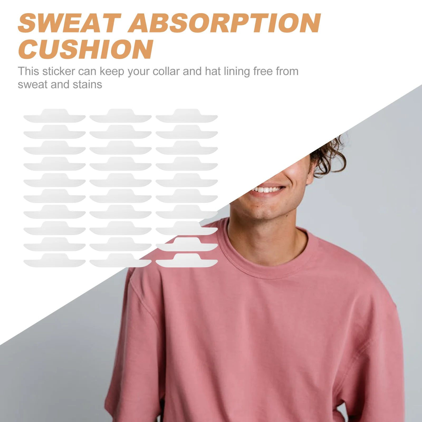 

30Pcs Sweat Absorption Pad Collar Sweat Pads for Shirts T-Shirts Hats Quick Absorbent Non-Woven Fabric Firm Fit Not Fall Off