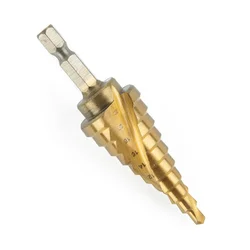 1pc 4-22mm Step Drill Bit HSS Spiral Groove Step Cone Drill Bit Titanium Carbide Wood Metal Hole Cutter Core Drilling Tools