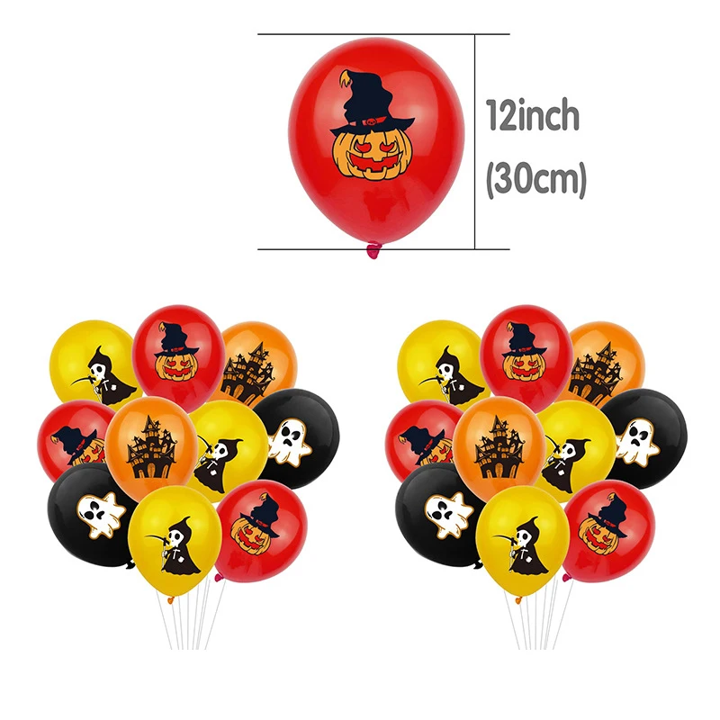 Halloween Party Decorations Set, Pumpkin Banner Backdrop Balloons Cupcake Toppers Swirls Kit for Home Decor Spooky Party Supplie