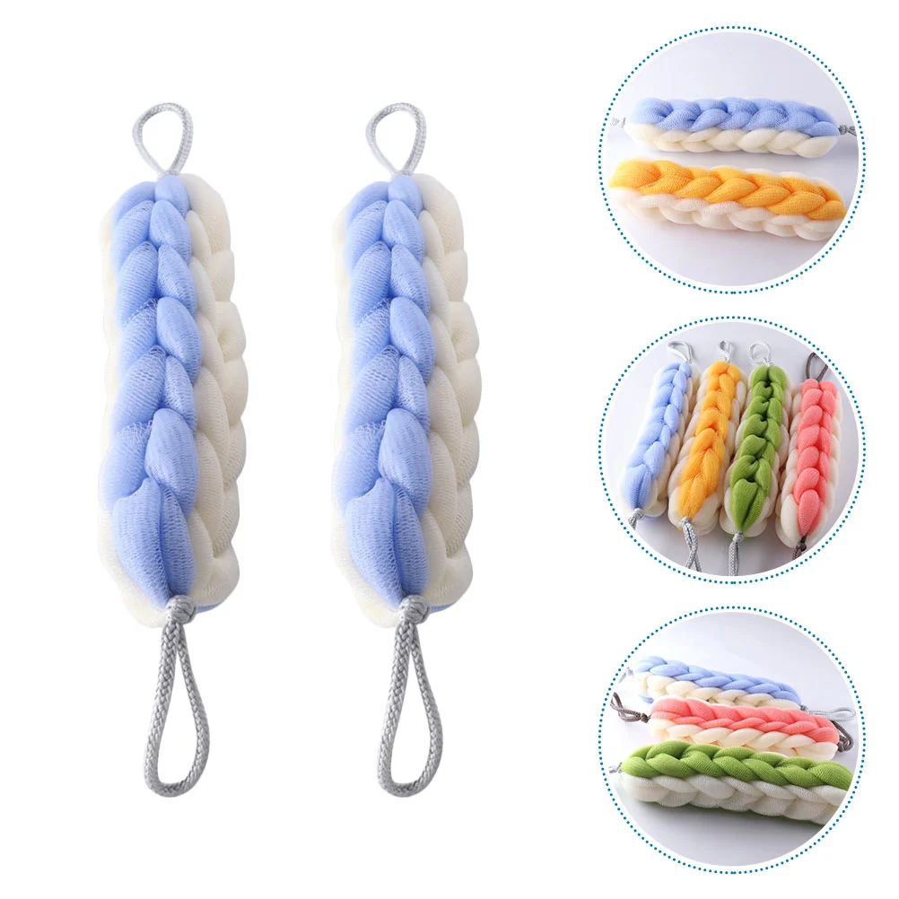 2 Pcs Bath Ball Twist Shower Bars Miss Scrubber Colored Sponges Pe Back Strip Men