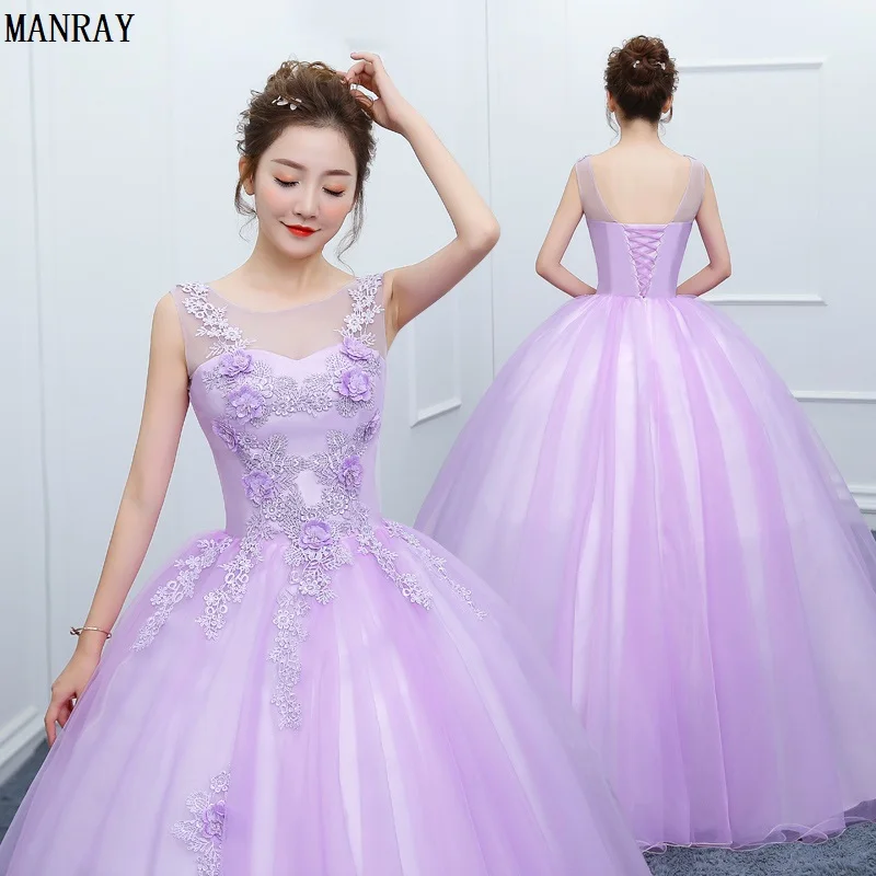 

MANRAY Light Purple Quinceanera Dress 2023 V Neck Appliques Party Prom Vintage Floor-Length Ball Gown Vestido De 15 Quinceañeras