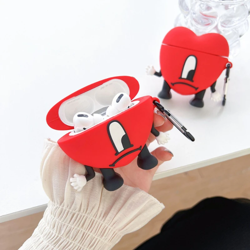 جراب كارتون أرنب سيء ثلاثي الأبعاد لطيف لسماعات Airpods ، غطاء حماية سماعة أذن لاسلكية بلوتوث ، جديد ، 1 ، 2 ، 3