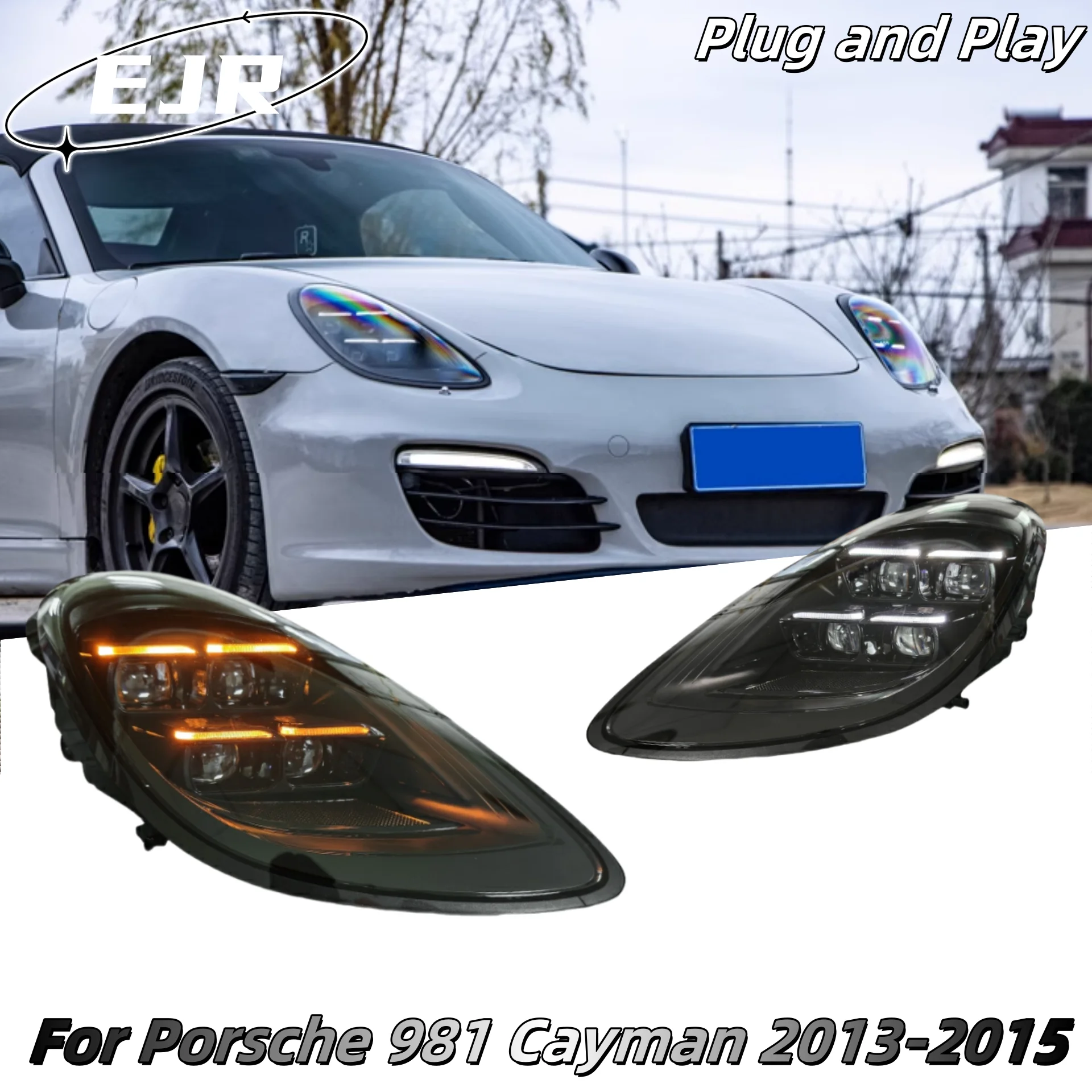 Headlight For Porsche 2013-2015 981 Cayman Front Car Matrix Headlight Modification Upgrade LED Headlights