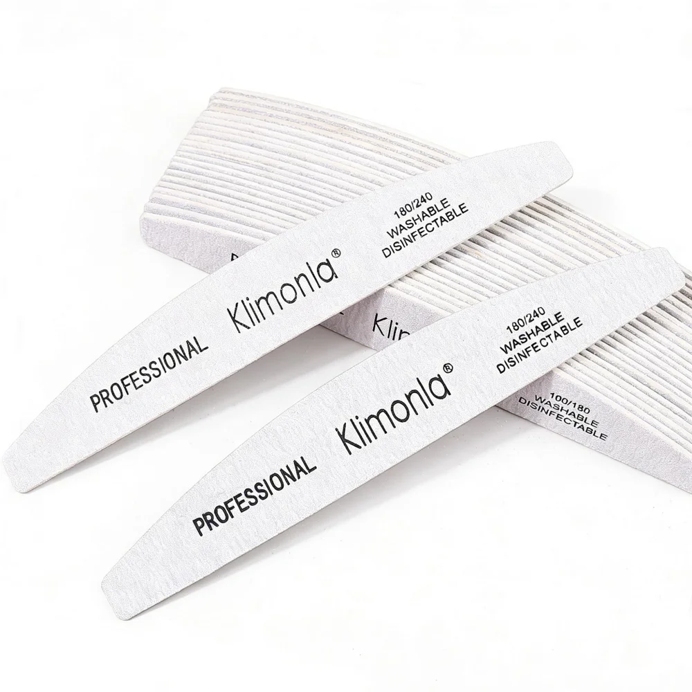Klimonla 10/50/100Pcs Nail Files Professional 100/180 180/240 Emery Board Manicure Buffer Wooden Double-sided Nail Art Files