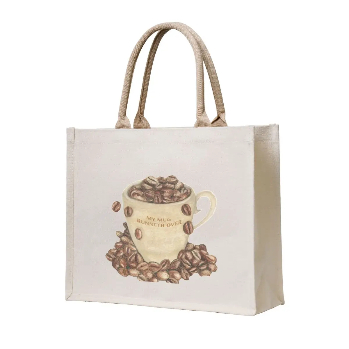 

My Mug Runneth Over Tote Bag tote bags aesthetic canvas shopping bag custom bags
