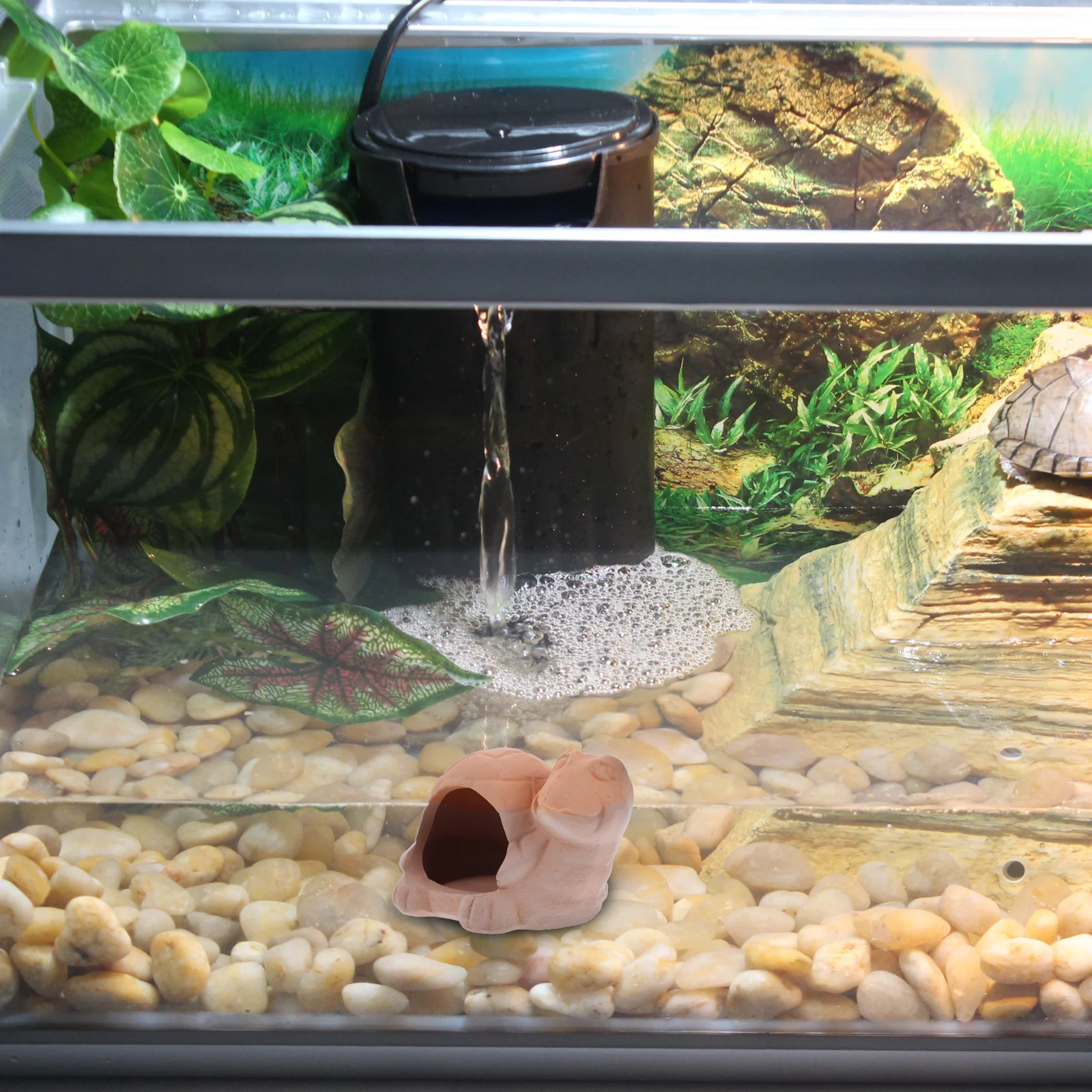 

2 Pcs Aquarium Fish Hiding Tank Ceramic Decor Shrimp Hide Cave Cabin Hideout