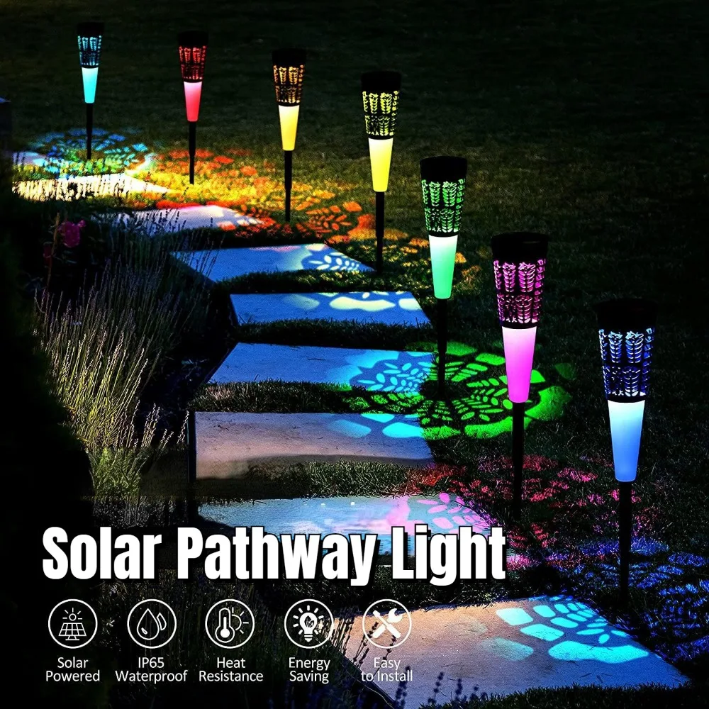 Luces de jardín solares RGB, 2 modos de iluminación, lámpara de jardín impermeable, forma de taza de cóctel, lámpara para paisaje, césped, decoración de Navidad