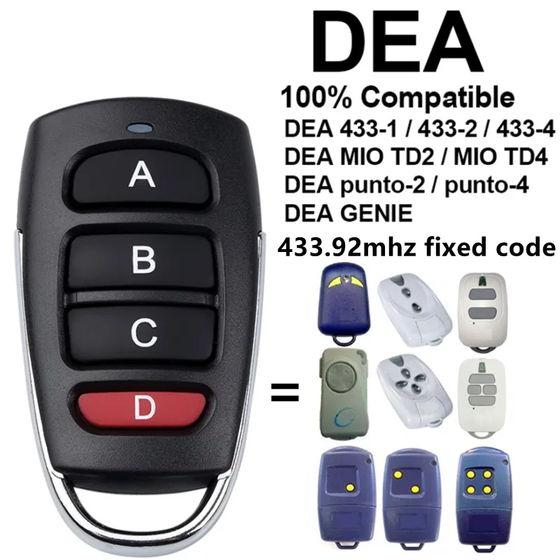 

DEA 433-1 433-2 433-4 MIO TD2 MIO TD4 gate control garage door remote control replacement DEA remote garage fixed code 433.92MHz