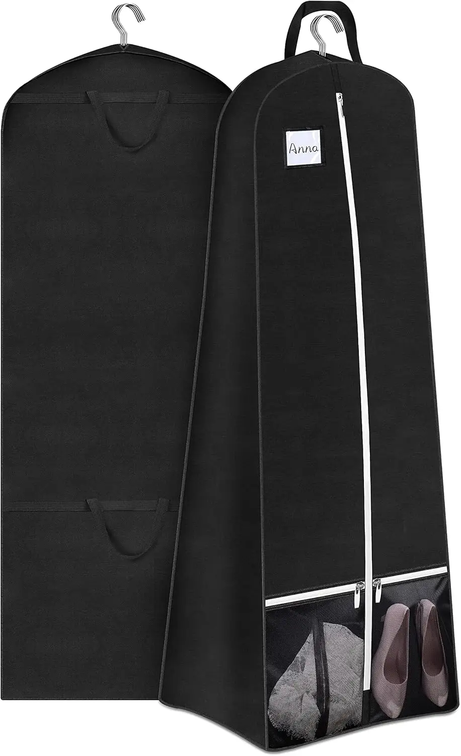 72'' Bridal Wedding Gown Dress Garment Bag 15'' Gusseted Garment Cover Shoe Pockets Travel Garment  Bag for Prom, Evening Gowns,