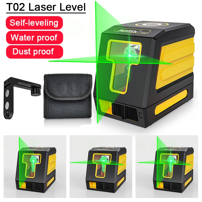 Mestek Level Laser Meter 360 Two Line Self-Leveling Horizontal And Vertical With Magnetic Base Super Powerful Green Laser Level