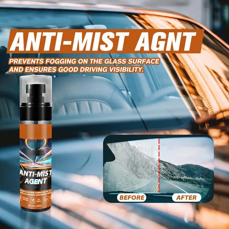 100ml Anti Fog For Car Windshield waterproof Defogger Auto Glass Rainproof Anti-fog Clear Vision Spray Long-lasting Car Cleaning