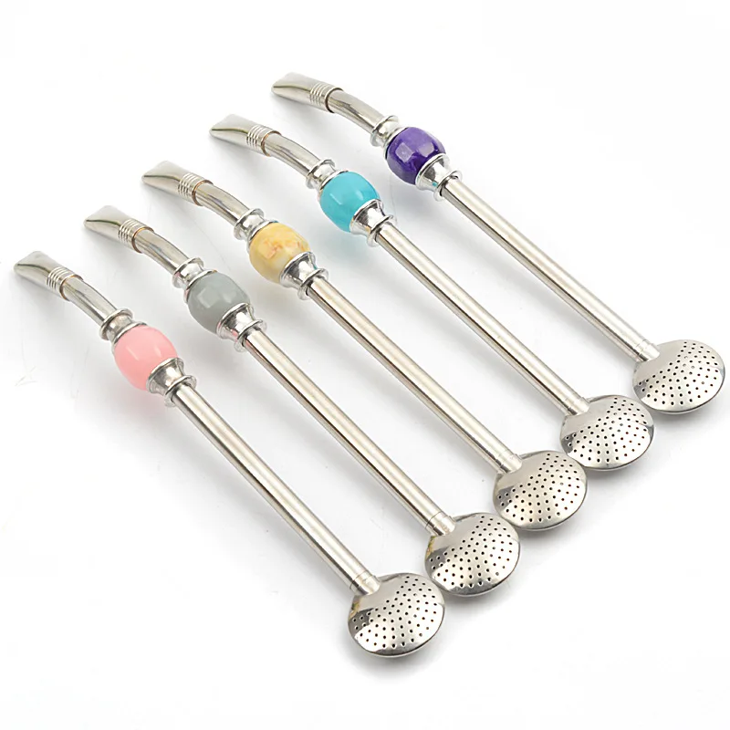 Stainless Steel straws Yerba Mate Tea Bombilla Gourd reusable bombilla Drinking Straws Filtered Spoon Straw Mate Drink DH8474