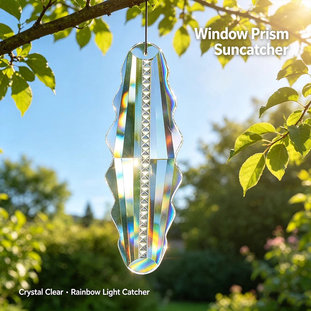 Clear Crystal Guitar Suncatcher Large Hanging Prism Rainbow Maker Light Catcher Window Garden Home Chandelier Decor Ornament