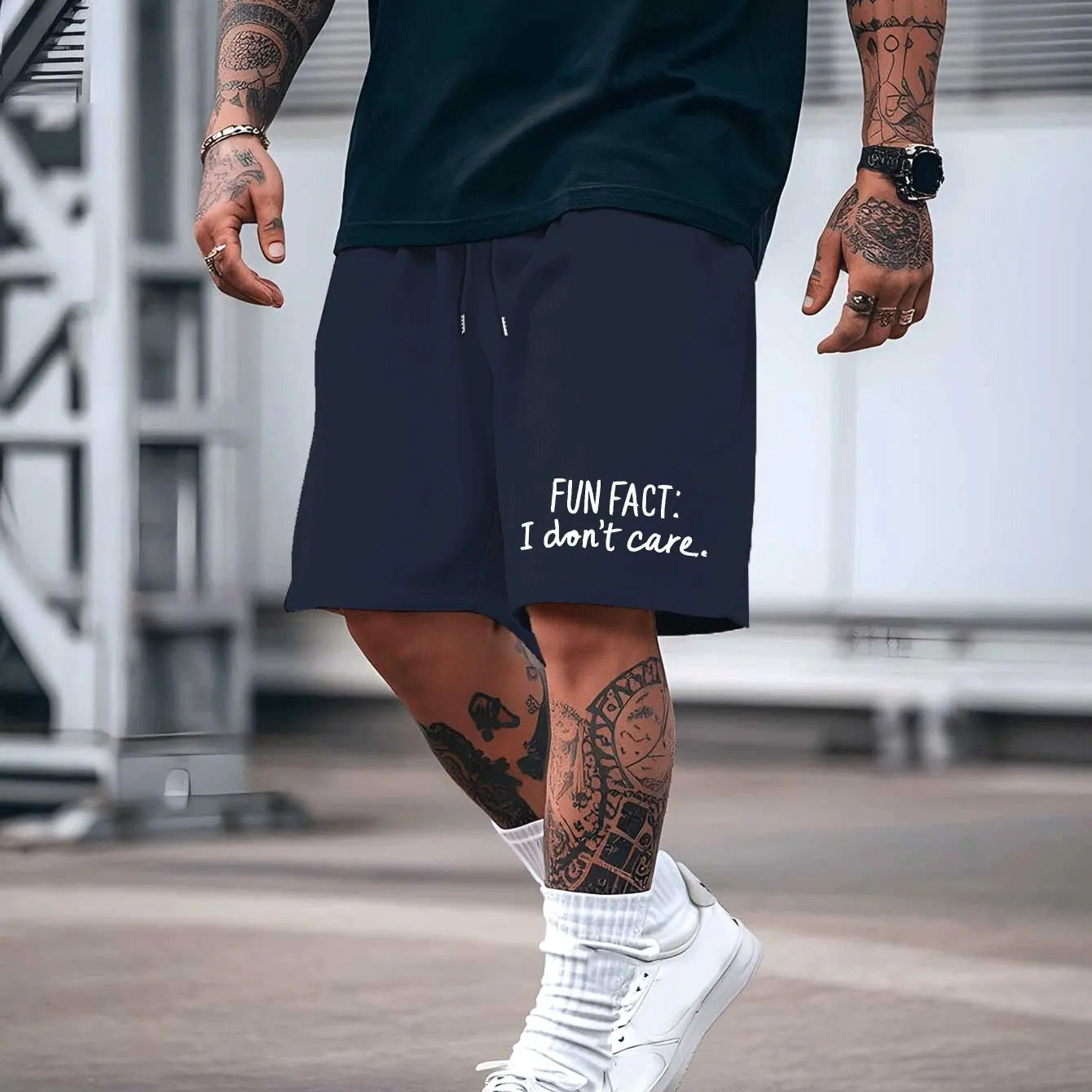 Shorts mit Kordelzug und Textdruck, vielseitig einsetzbar für sommerliche Freizeitsportarten, Unisex – Detail 4