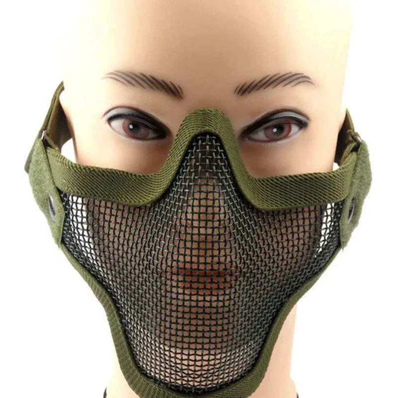 Tactical Paintball Mask Steel Metal Mesh Half Face Mask Shooting Protective Airsoft Mask Field Facial Hunting Accessories