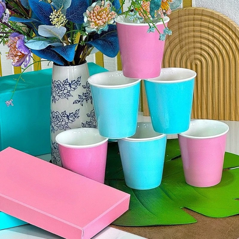 Classic Blue Bone China Ceramic Water Cup Hand-Held Pair Cup Drinking Mug Gift Box Set
