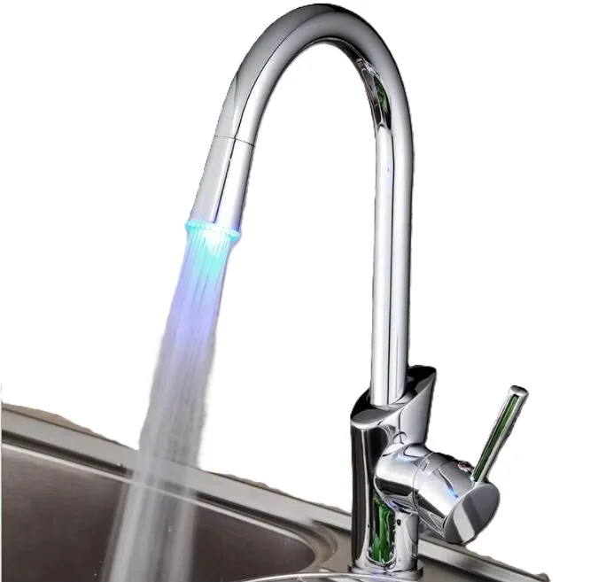 

New Design Temperature Sensor 3 Color RGB Glow Water Tap LED Light Kitchen Mixer Faucet