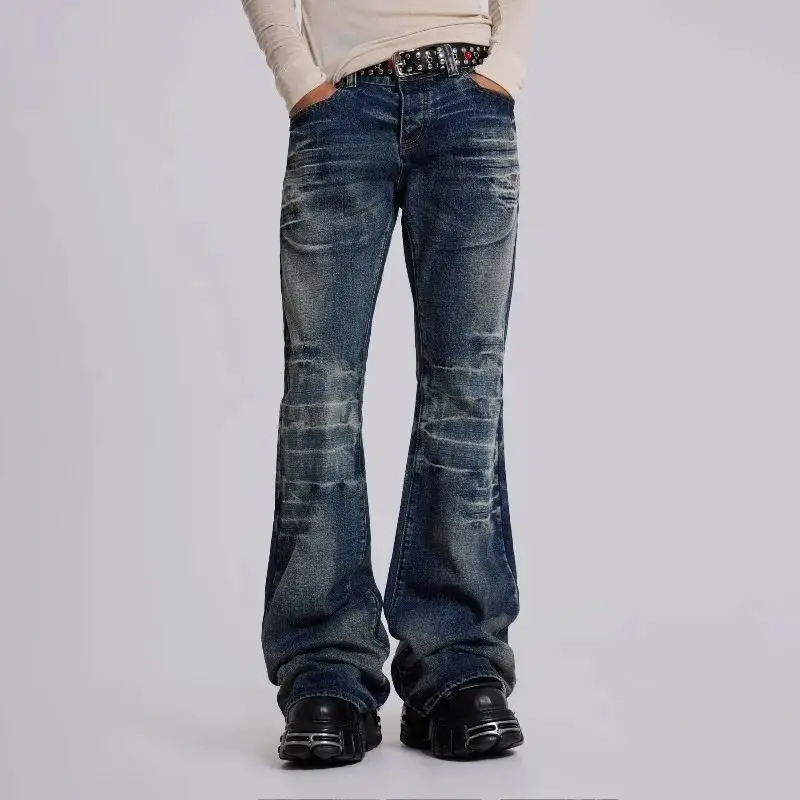 

Y2K mid Blue Vintage Waed Flared Jeans Bootcut J for Men And Women Comfortable Stretch PU Fabric Ladies Premium Denim