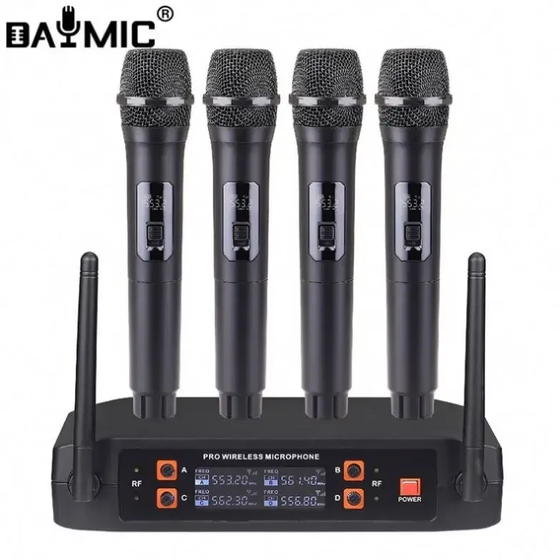 Wholesale 4 Channel Wireless Microphone System Professional Audio for Home Speech KTV