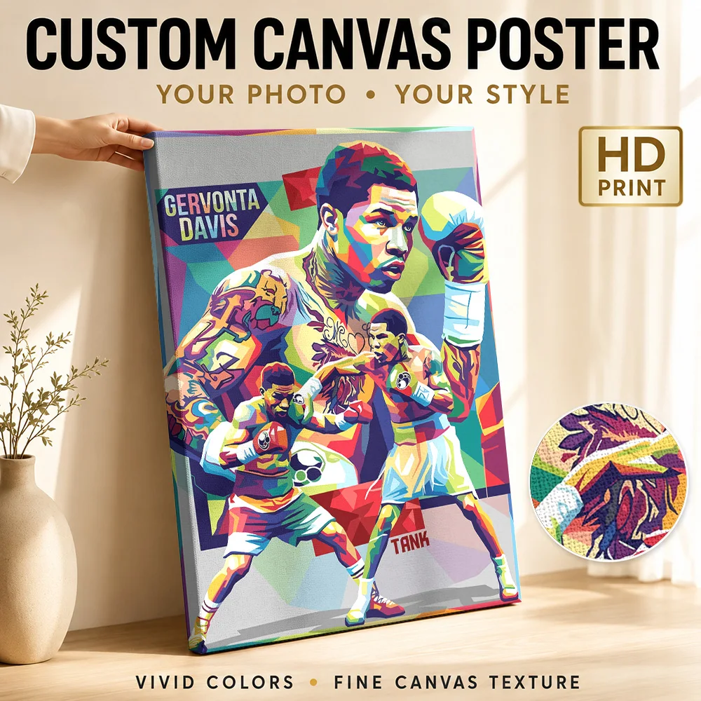 Gervonta Davis Boxing Art Canvas Print Poster Customized Photo Sports Portrait Canvas Wall Art for Bedroom Decor Ready to Hang