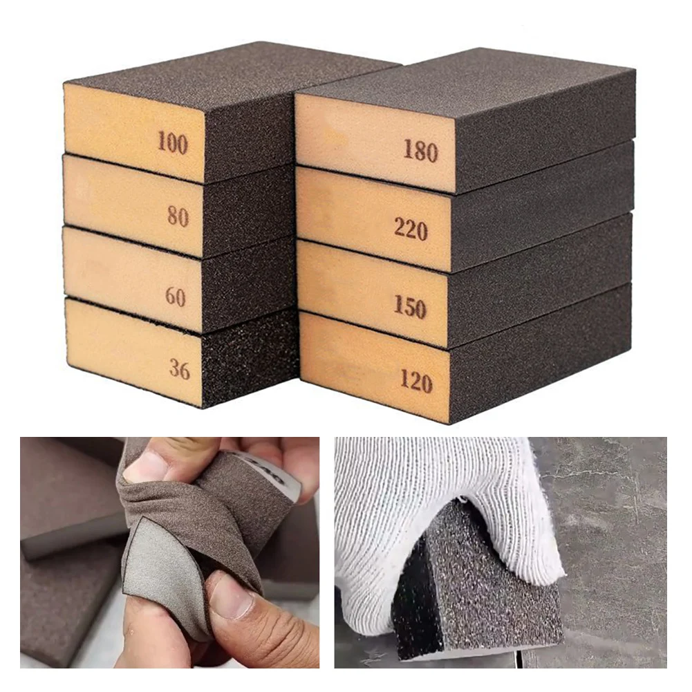 

1pcs Grit 36-220 Wall Grinding Sponge Sand Block Sandpaper Polished Sanding Disc Flexible Wet & Dry Abrasive Sanding Foam Sponge