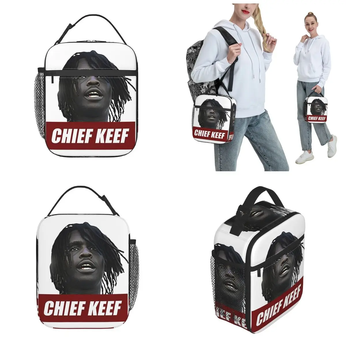 Chief Keef Hip Hop Merch Insulated Lunch Bag For Outdoor Storage Food Boxes Portable Cooler Thermal Lunch Boxes