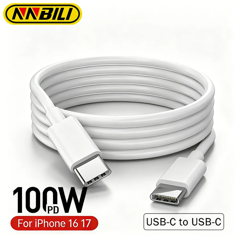 NNBILI 100W USB-C zu USB-C Schnellladekabel für iPhone 15 17 Pro Max iPad Air 5 Macbook Huawei Mate 60 Samsung Typ-C Kabel