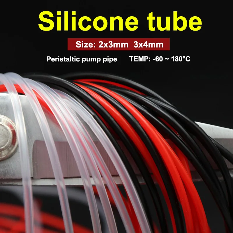 

1Meter Food Grade Silicone Rubber Tube Hose Clear/Red/Black 180 C.Degree Temperature Resistant Flexible Tasteless 2x3mm 3x4mm