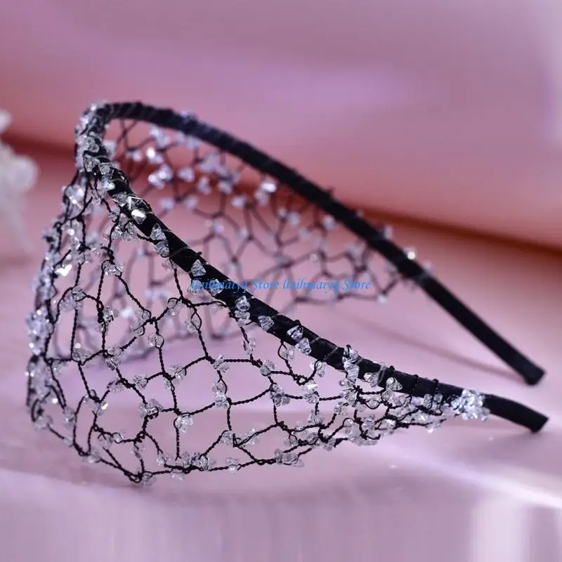 

573B Rhinestones Bridal Headpiece Braided Headbands Stylish Hair Hoop for Festival
