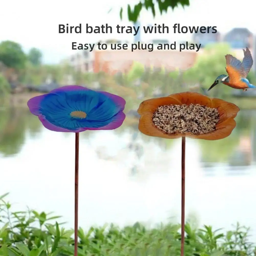 Bee Watering Station with Metal Stake Bee Bath Vibrant Flower Design Bee Watering Station Hummingbird Food Holder Bird Feeder