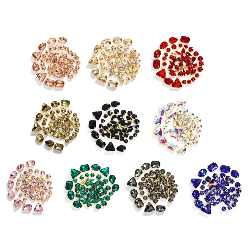 

50 Pcs Sew On Rhinestones Sewing Gems-Flatback Claw Rinestones for DIY-Jewelry M76D