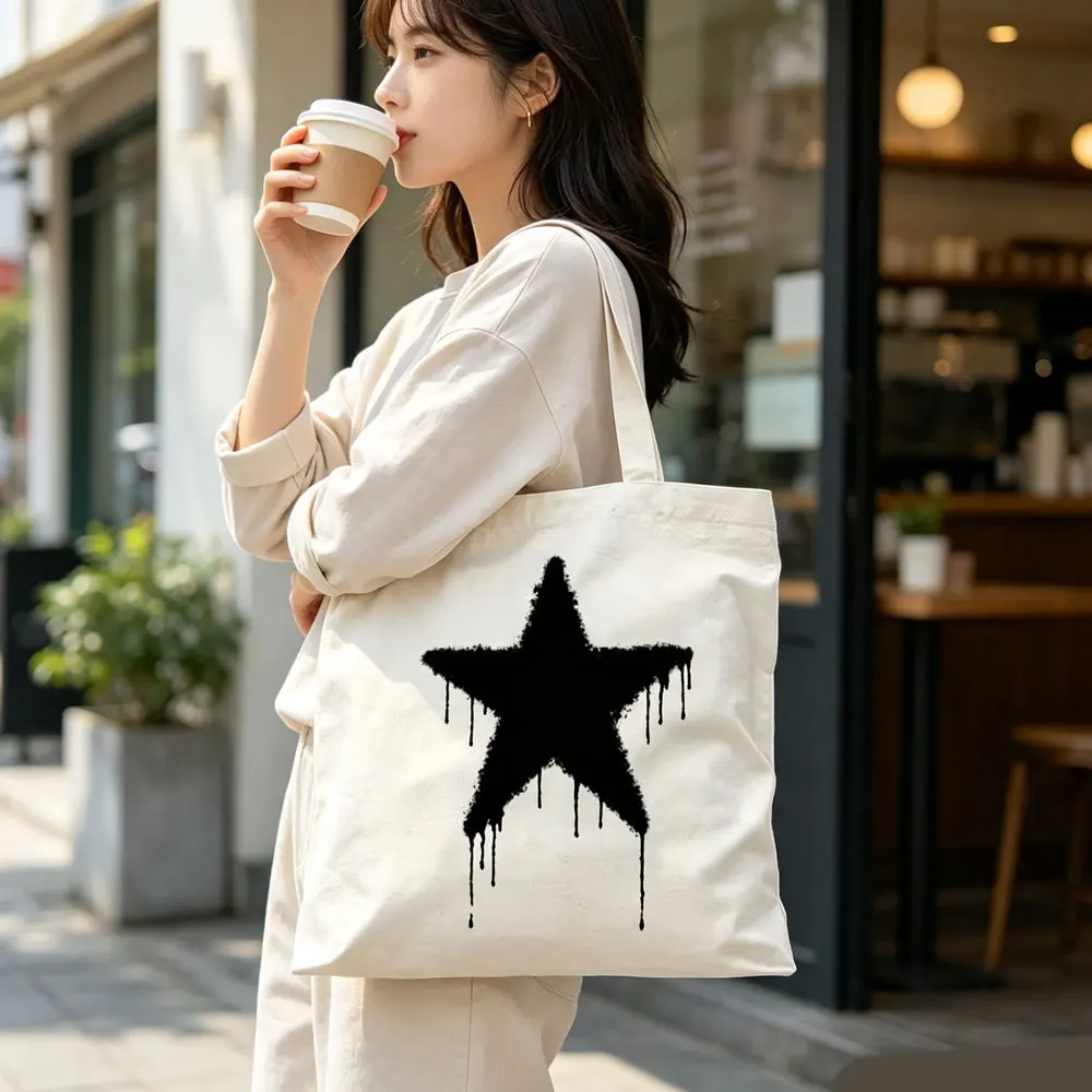 Graffiti Star Print Tote Bag - Everyday Urban Street Style |   Large Capacity Shoulder Bag for Shopping, Travel, and School |   Fashionable Star Pattern Durable Handbag |   Unisex, Fashionable and Practical Casual Item.