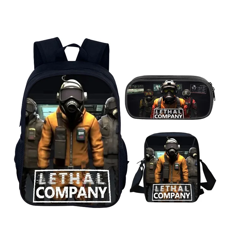 Anime School Bags for Boys Girls Best Gift Shoulder Bag Pencil Case Lethal Company 3pcs Set Backpack Camping Book Bags