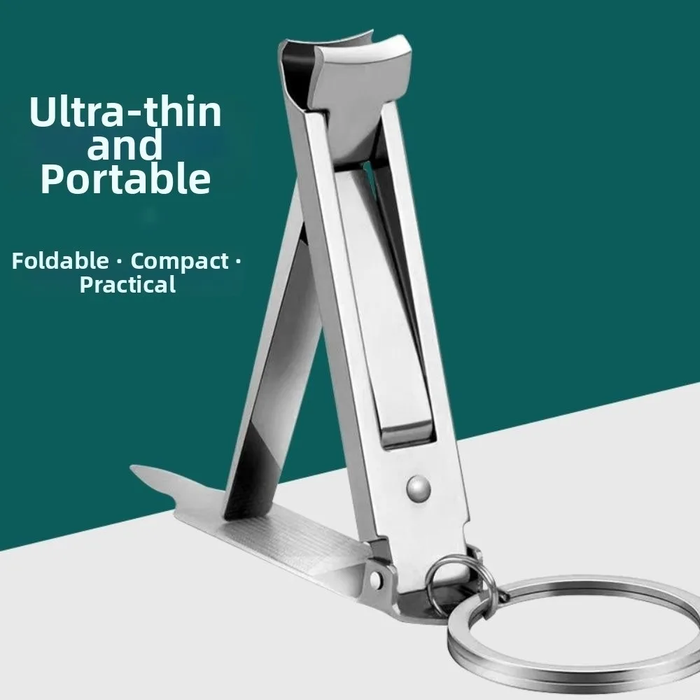 Foldable Ultra-Thin Nail Clipper Wide Opening High Carbon Steel Fingernail Clipper With Keychain Stainless Steel Nnail Clippers