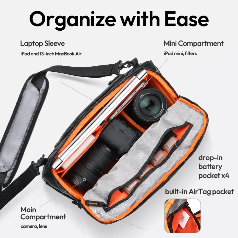 Ulanzi SU02 موضة كاميرا DSLR الرقمية حقيبة الكتف مقاوم للماء حقيبة التصوير الفوتوغرافي لكانون نيكون سوني عدسة كيس مزموم