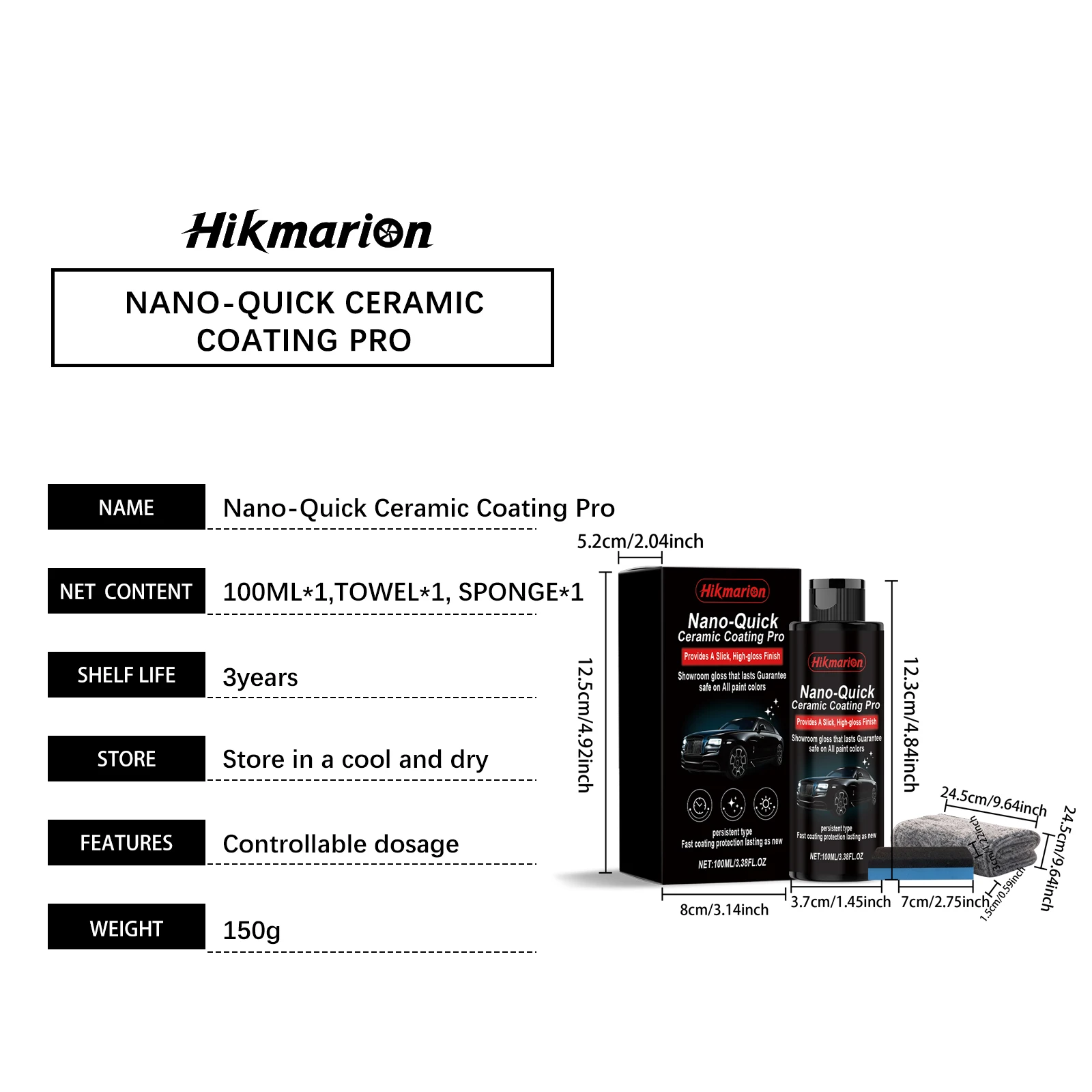 9H Nano-Keramikbeschichtung Pro-Kit SiO2 Lackversiegelung Superhydrophob Hochglanz-Spiegel-Finish Kratzfest UV-Schutz Auto-Detailing – Detail 1