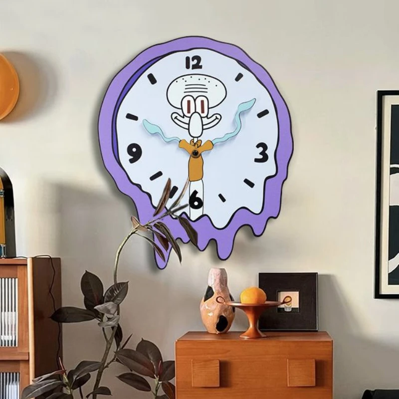 Cartoon Squidward Wall Clock Silent Timepiece Bikini Bottom Great Artist Creative Clock