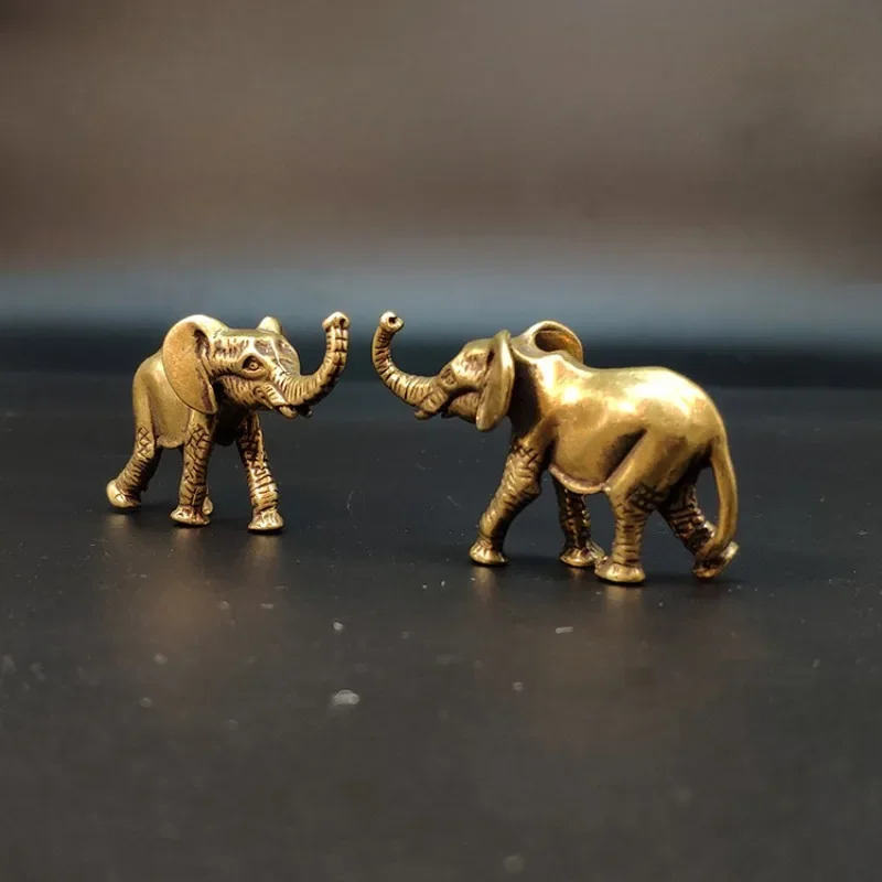 

Vintage Copper Cute Animal Elephant Statue Desktop Decoration Ornaments Metal Brass Crafts Figurines Miniatures Bronze Crafts